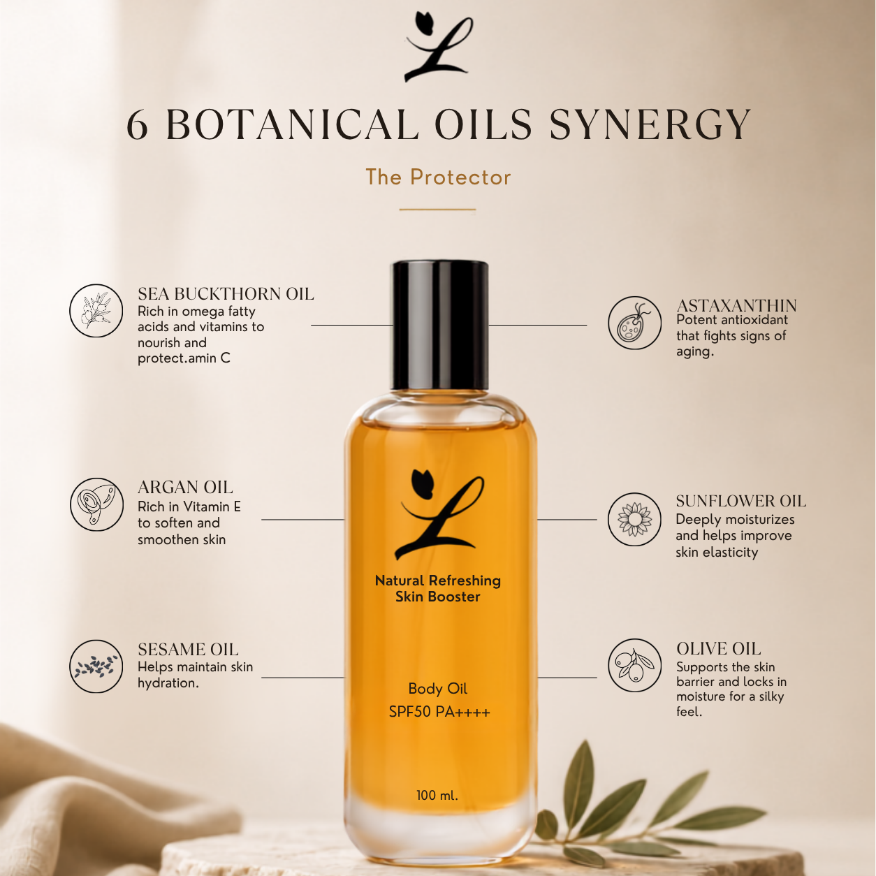 Natural Refreshing Skin Booster Body Oil SPF50 PA++++